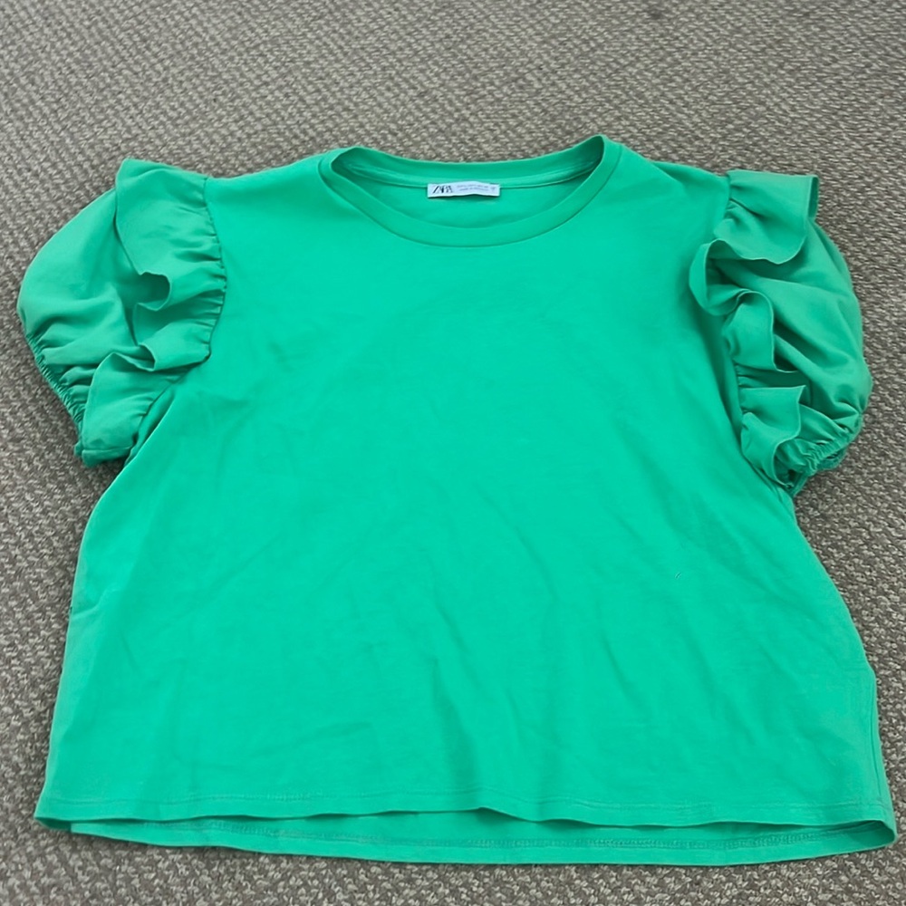 Zara green blouse tshirt top